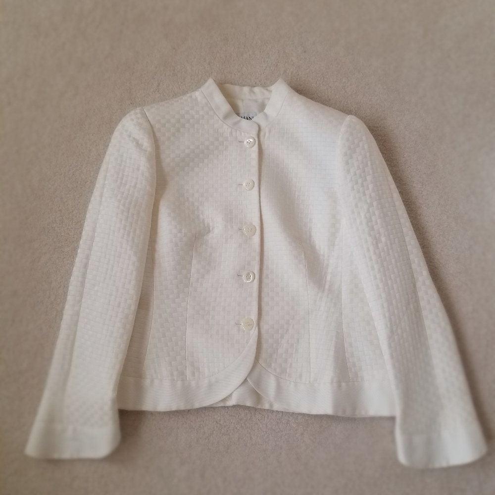 Armani Collezioni White Woven Silk Jacket